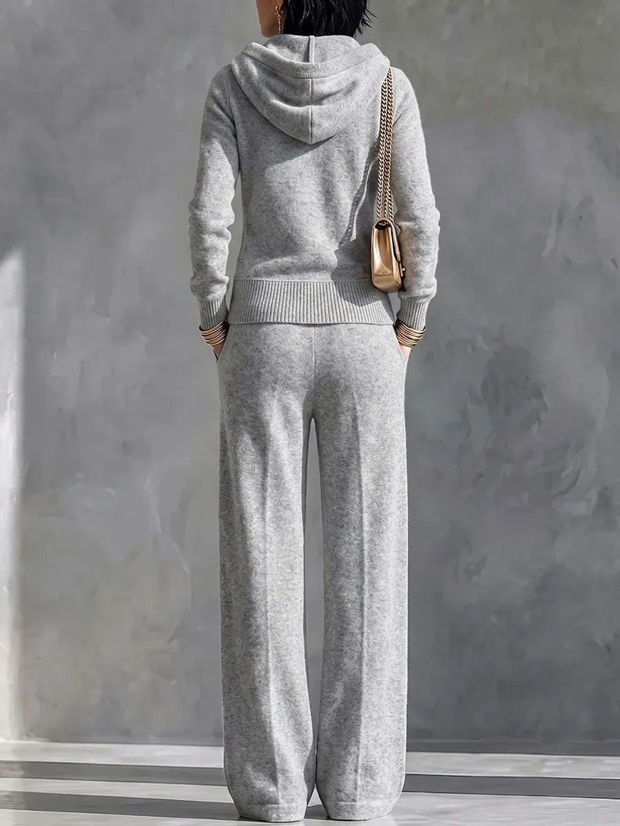 NARCAO - pezzi grigio con cardigan ampio con cappuccio e pantaloni palazzo