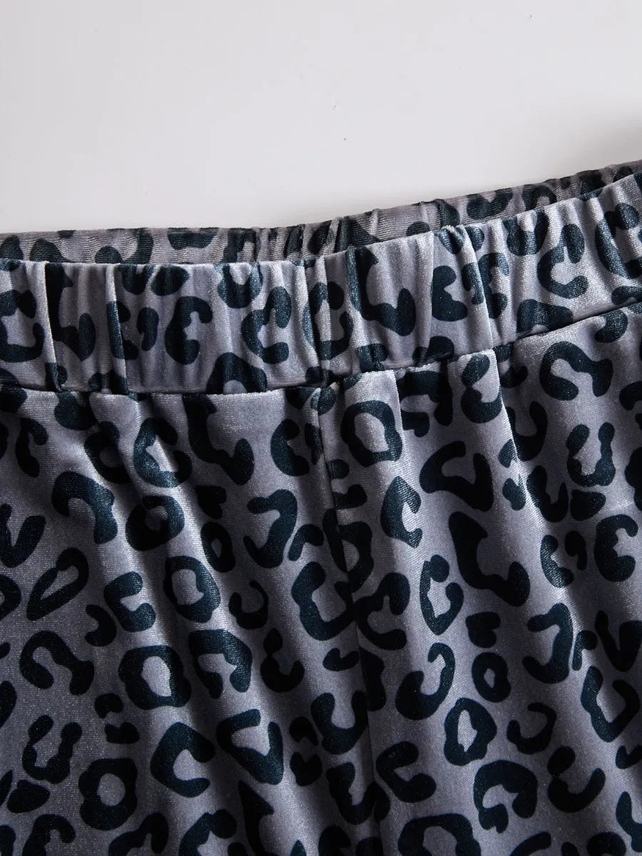 CASAZZA - Completo grigio in velluto leopardato con righe retro