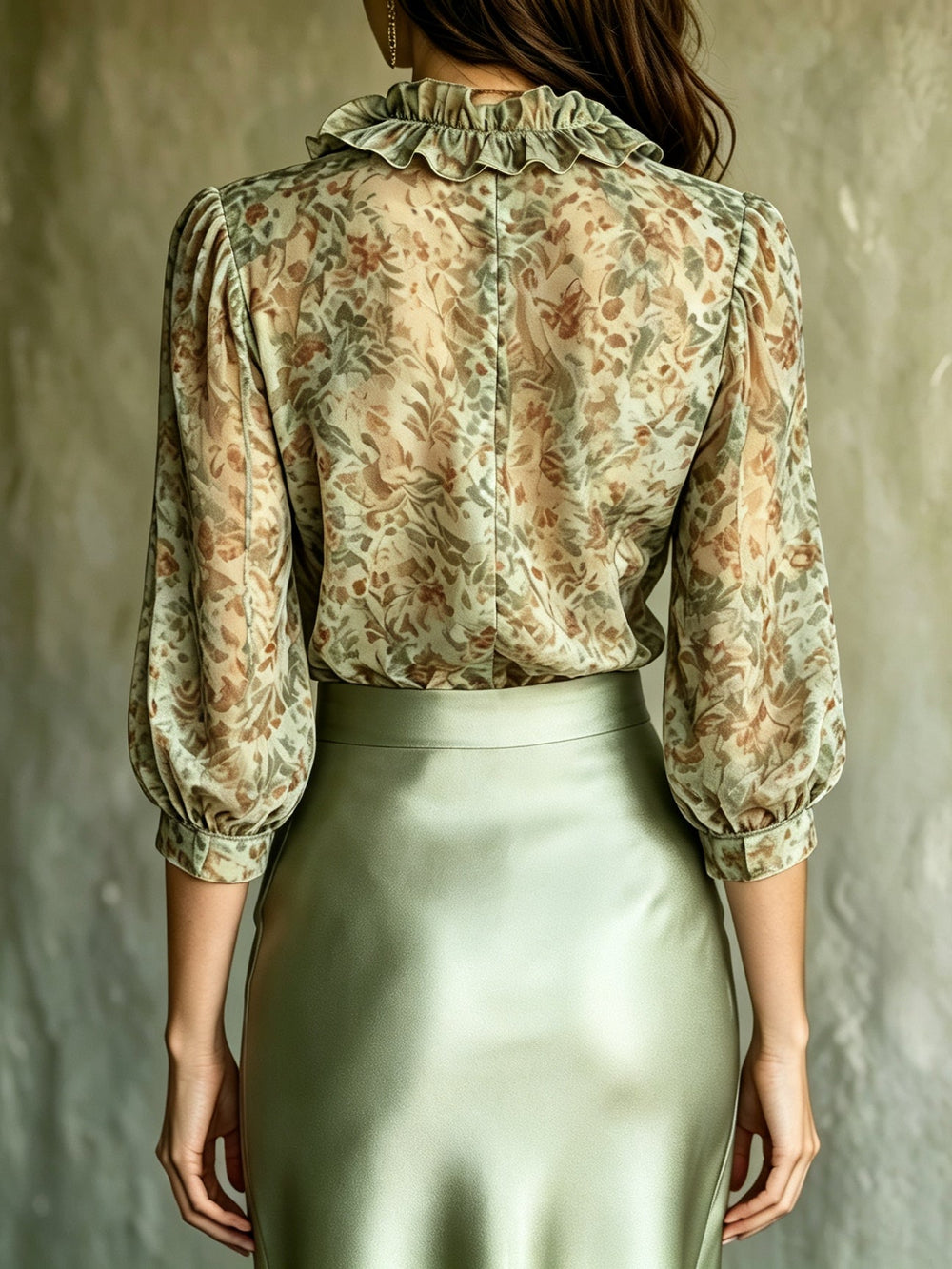 CARONA - Coordinato blusa e gonna verde di lusso