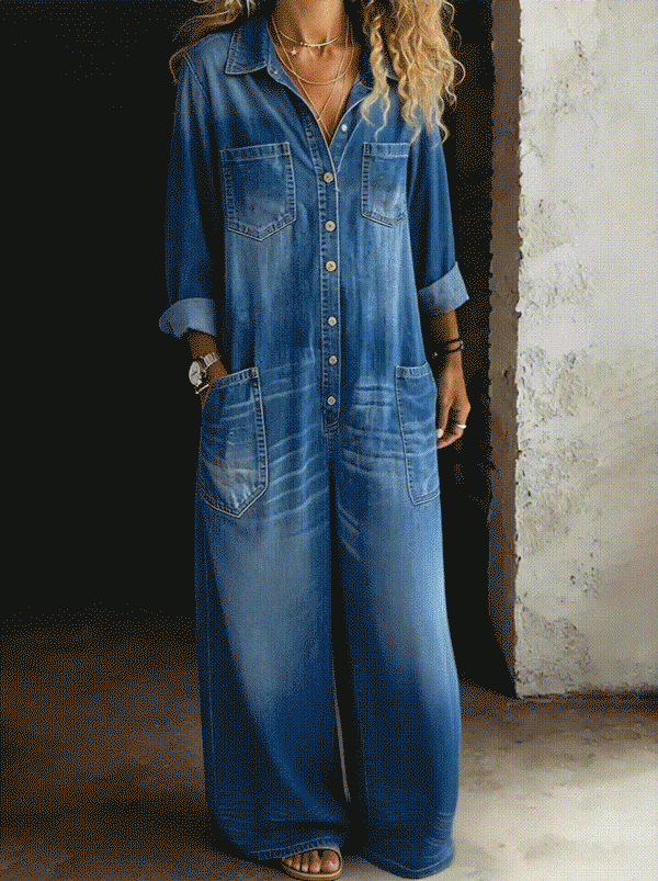 TRIGOLO - Tuta casual in denim disponibile in più colori