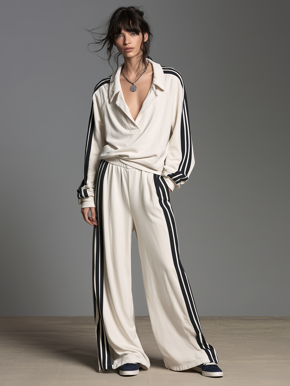 MALNATE - Completo Sportivo in French Terry Color Panna