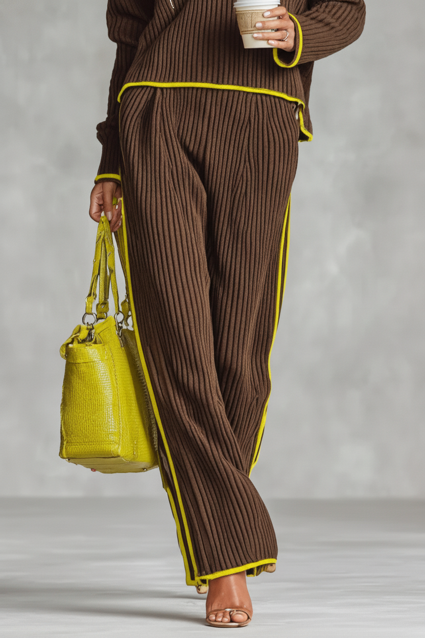 MILETO - Set due pezzi color block in maglia e pantaloni