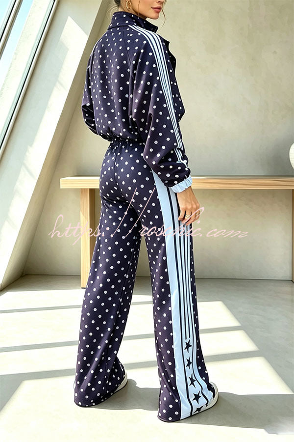 CAGGIANO - Pantaloni palazzo a vita alta con stelle e poisivaletti