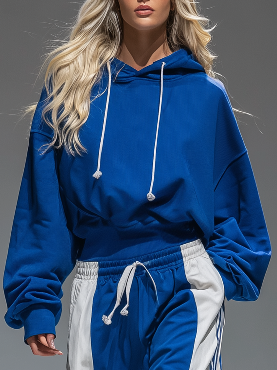 CARPENETO - Set due pezzi blu royal con felpa e pantaloni a righe