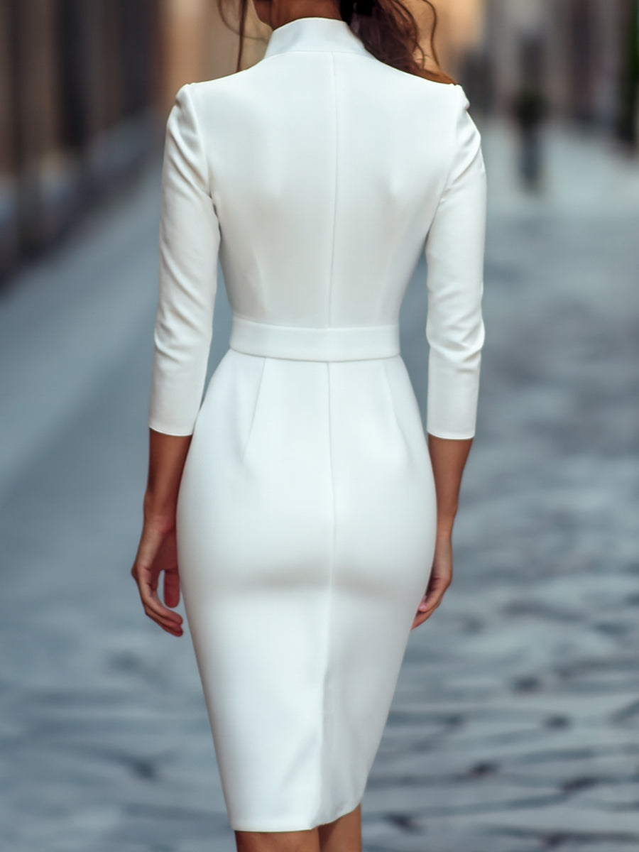 BIANCA - Tubino midi elegante con cintura