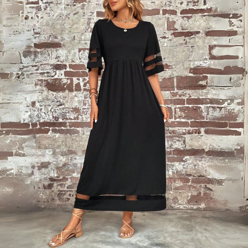 GIULIA - Abito Maxi a Righe Effetto Ombra