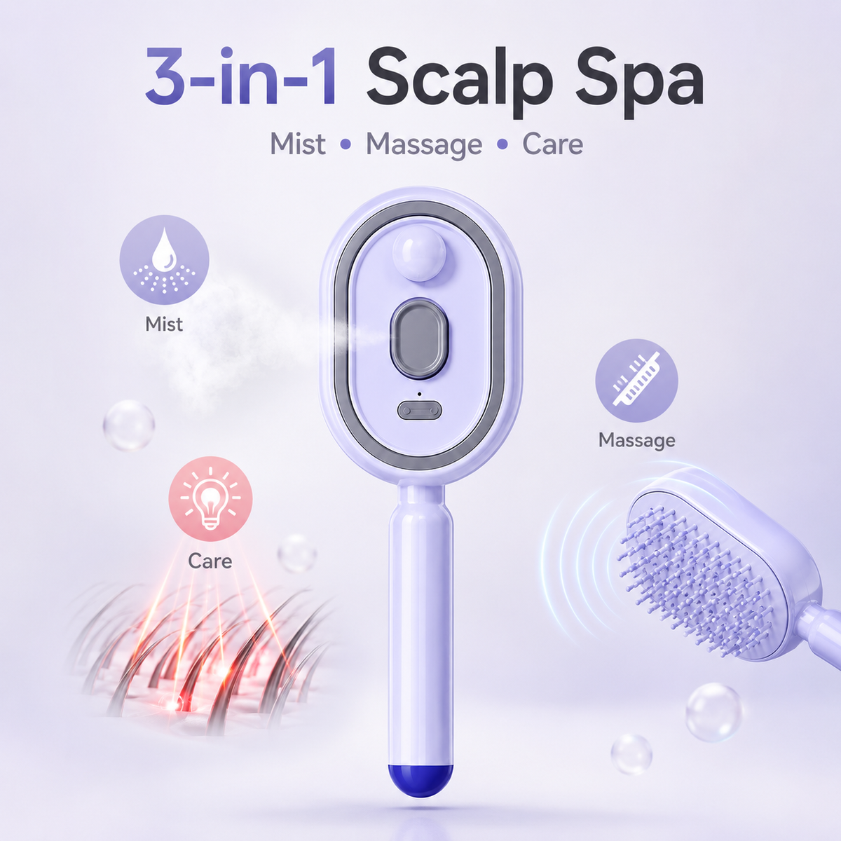 DUNA - Spazzola massaggiante spray elettrico viola, rosa o beige