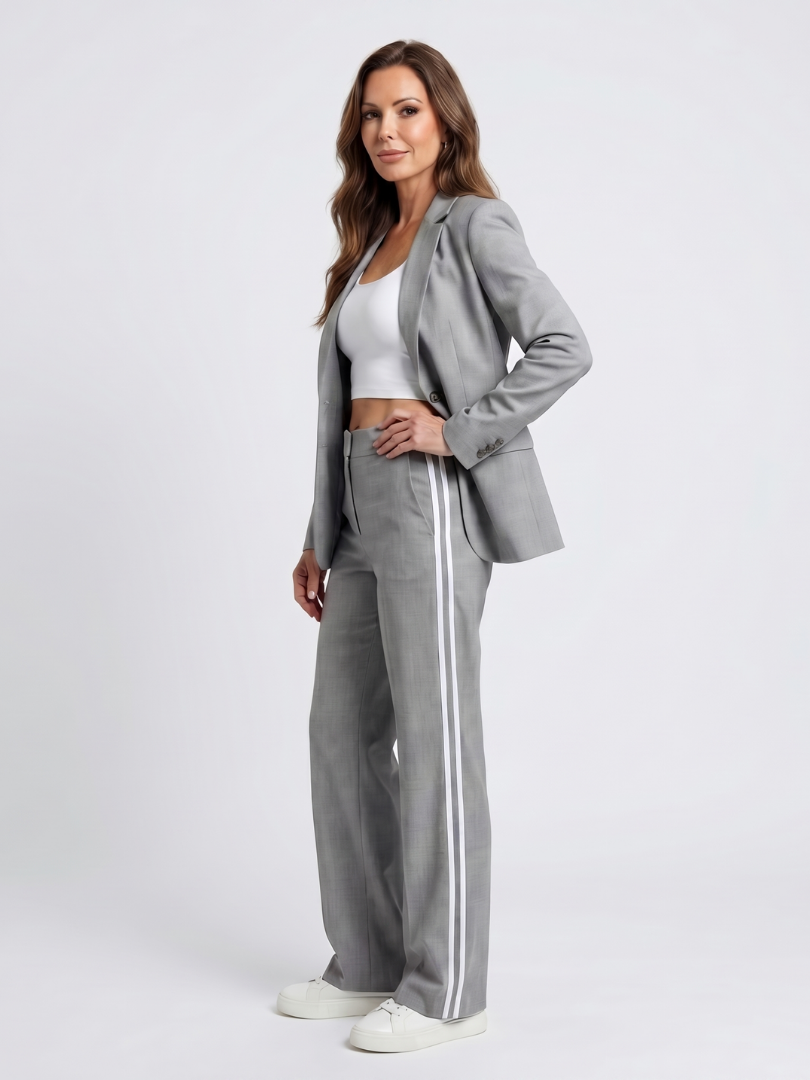 MODESTA - Set due pezzi a gamba larga con righe a contrasto