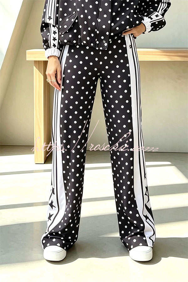 CAGGIANO - Pantaloni palazzo a vita alta con stelle e poisivaletti
