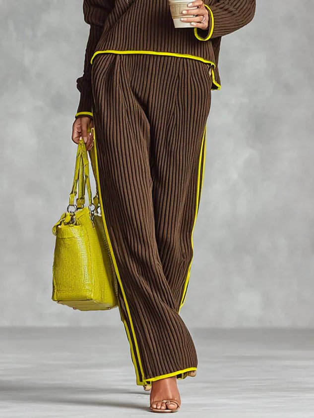 MILETO - Set due pezzi color block in maglia e pantaloni