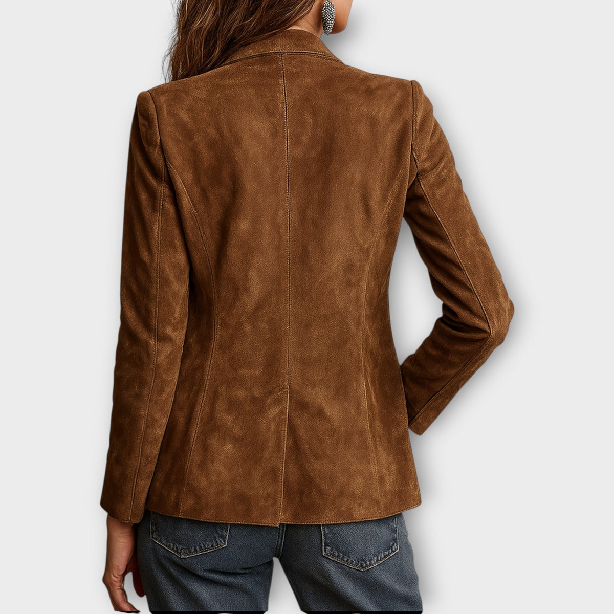 LAURIANO - Blazer vintage in suede marrone scuro