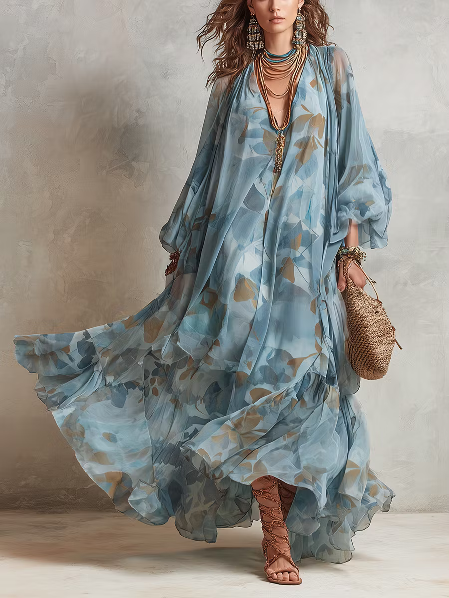 GIULIA - Maxi abito in misto seta