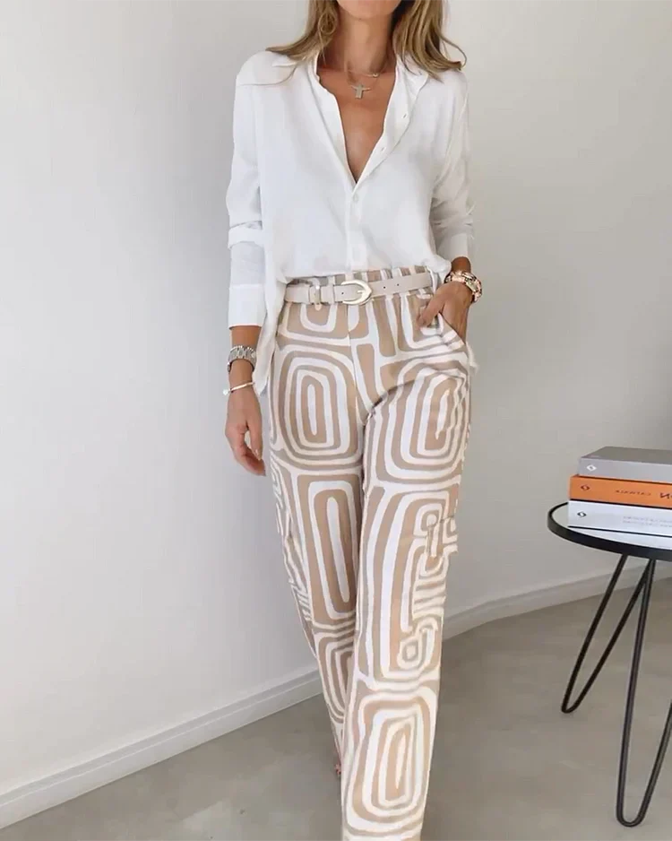 LOLA - Set due pezzi estivo elegante in tonalità cachi, grigio o arancione
