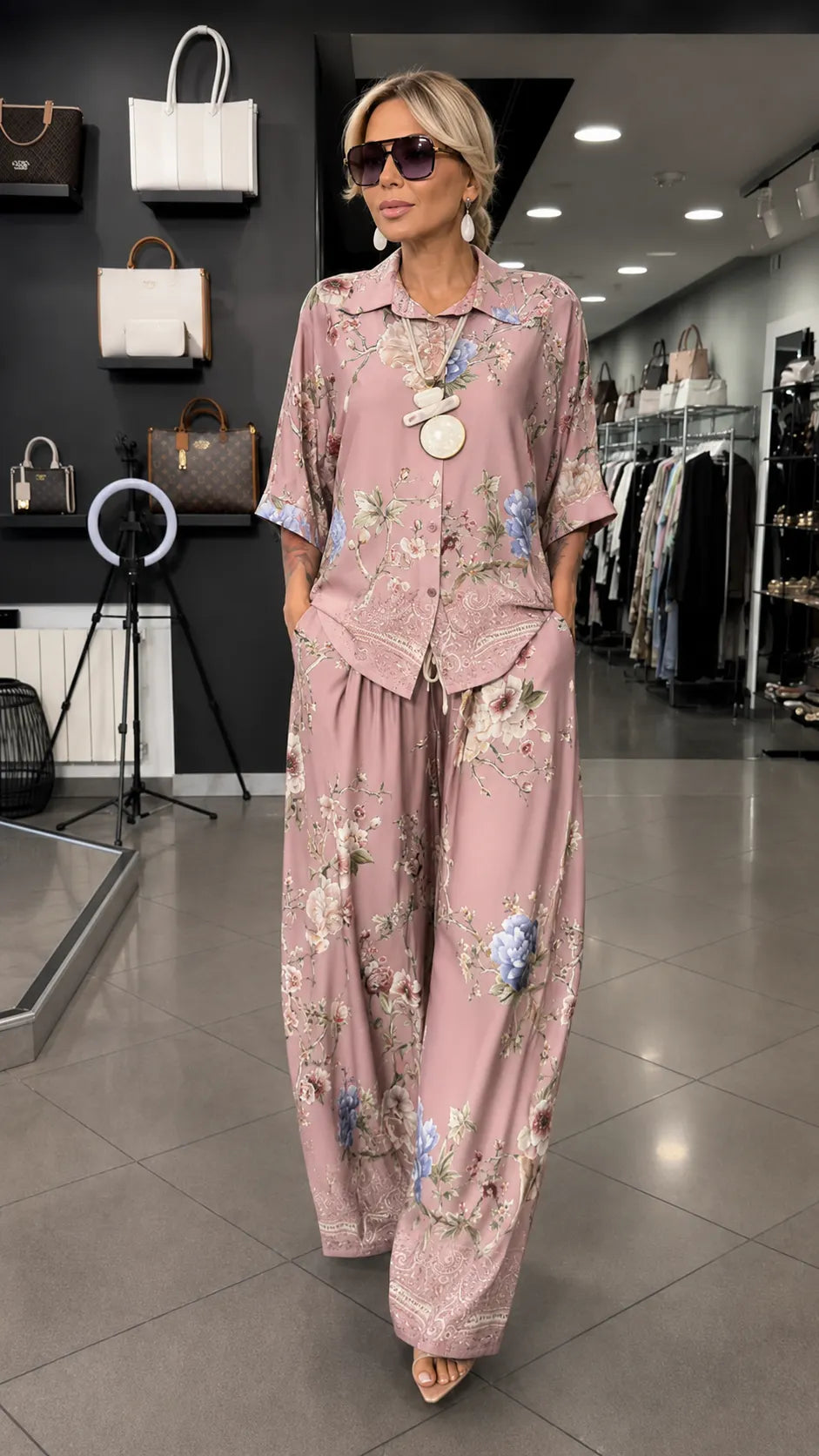 FLORA - ale con camicia e pantaloni ampi a gamba larga