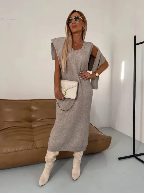 MURIALDO - Set due pezzi in maglia color crema, grigio o beige scuro
