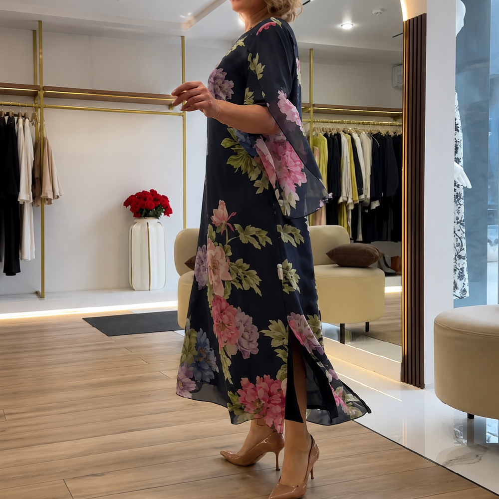 BEATRICE - Abito Maxi Floreale in Chiffon