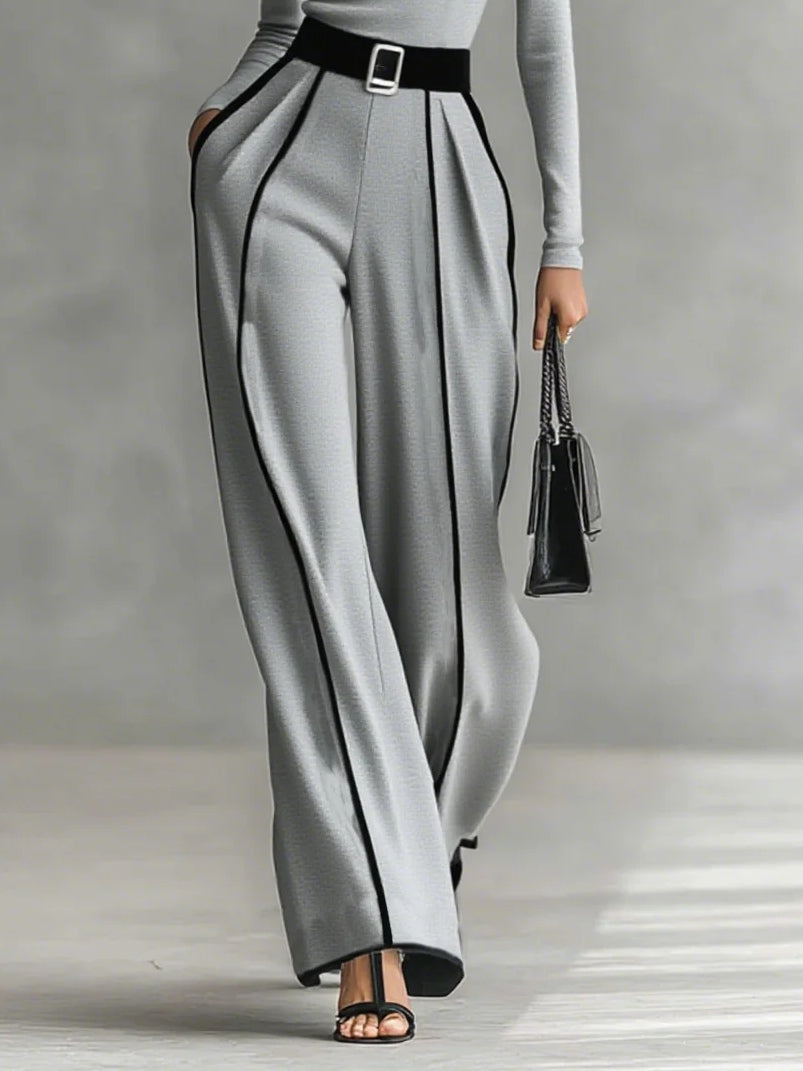BOVALINO - Set due pezzi con collo alto e pantaloni ampi, nero o grigio