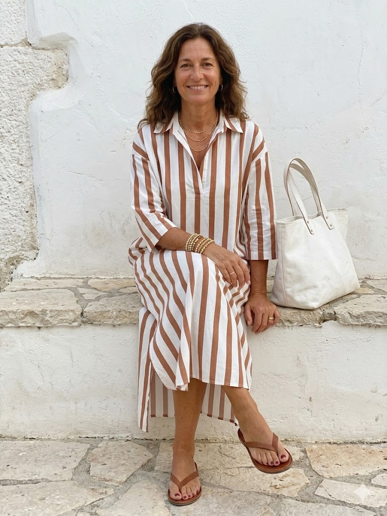 GIULIA - Abito Midi a Righe Verticali