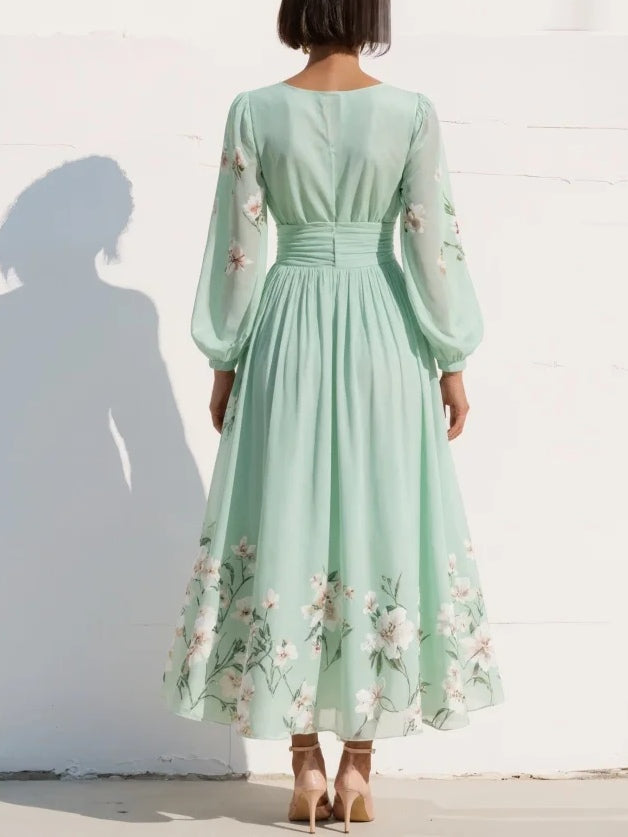 GIULIA - Abito Midi Floreale con Vita Definita