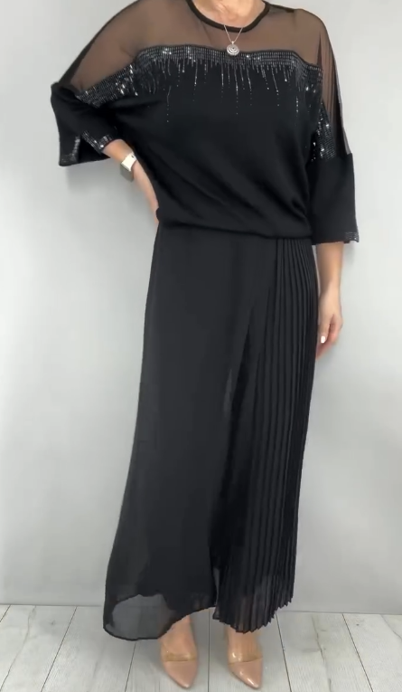 MOGORO - Set due pezzi con pantaloni plissé decorati