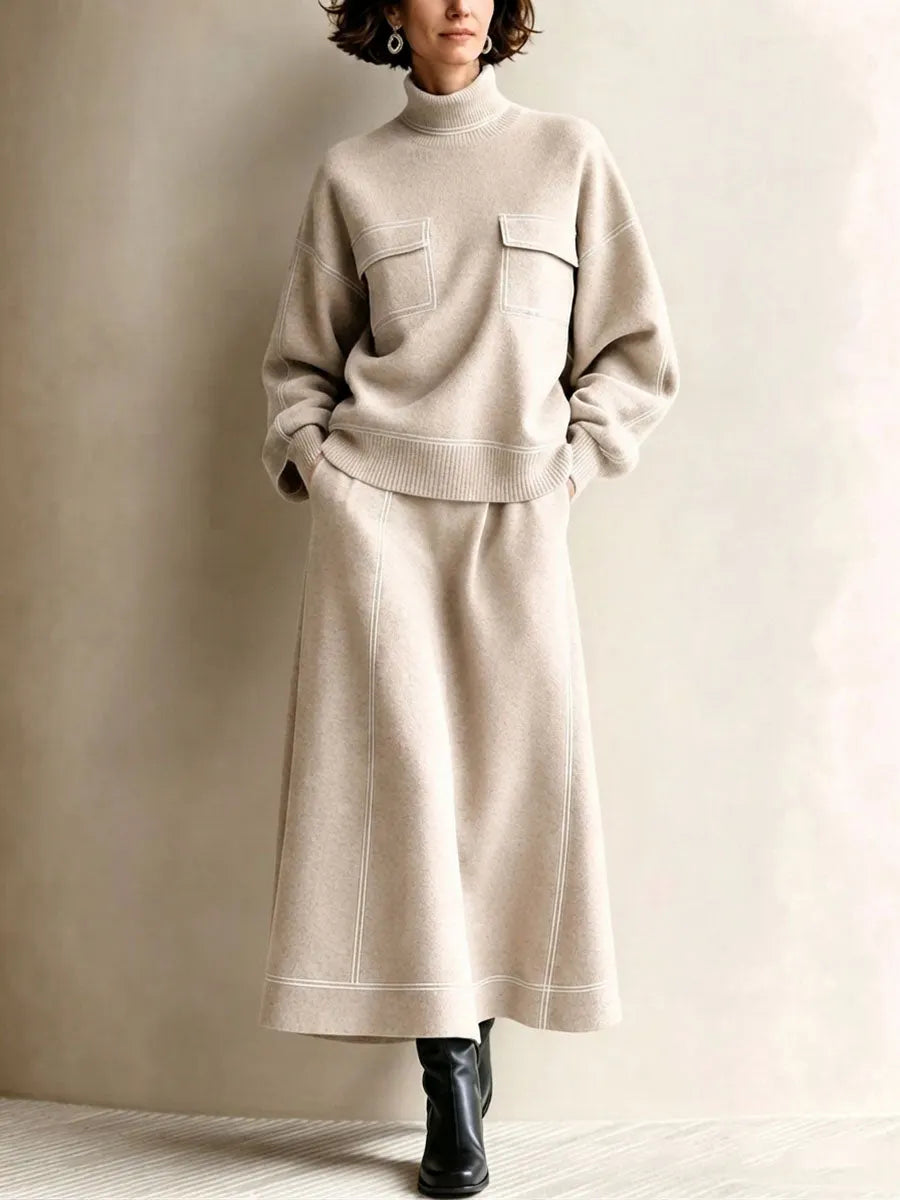 RAPALLO - Set due pezzi in maglia con profili a contrasto chic e confortevole