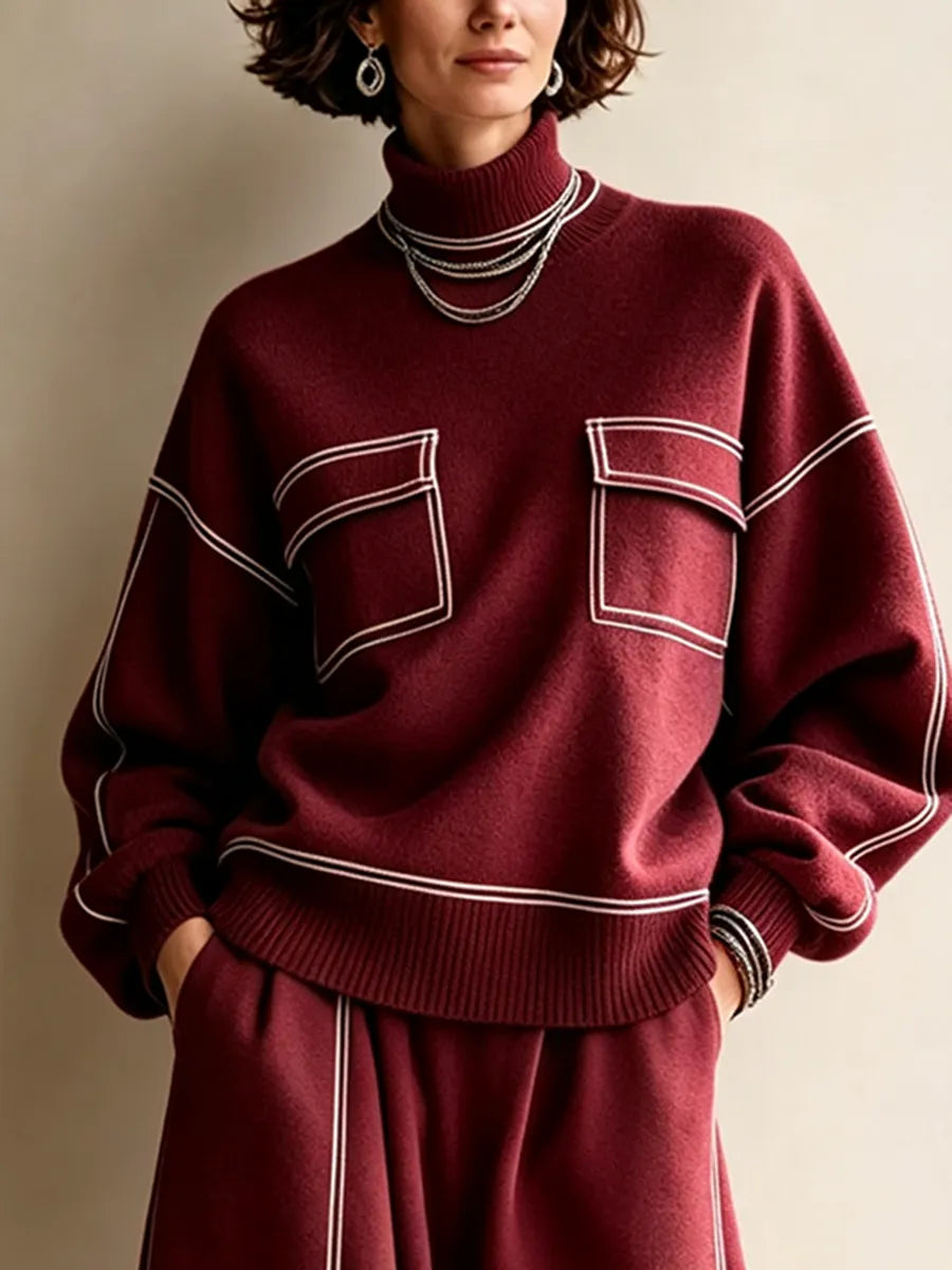RAPALLO - Set due pezzi in maglia con profili a contrasto chic e confortevole