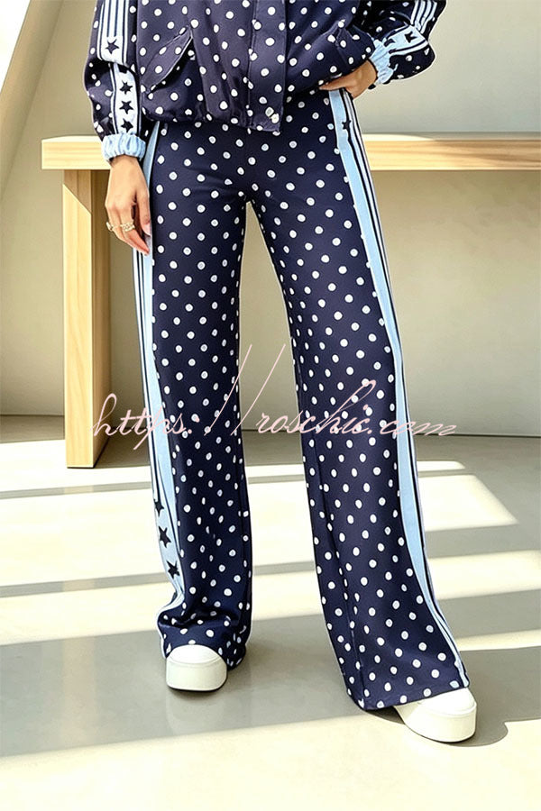 CAGGIANO - Pantaloni palazzo a vita alta con stelle e poisivaletti