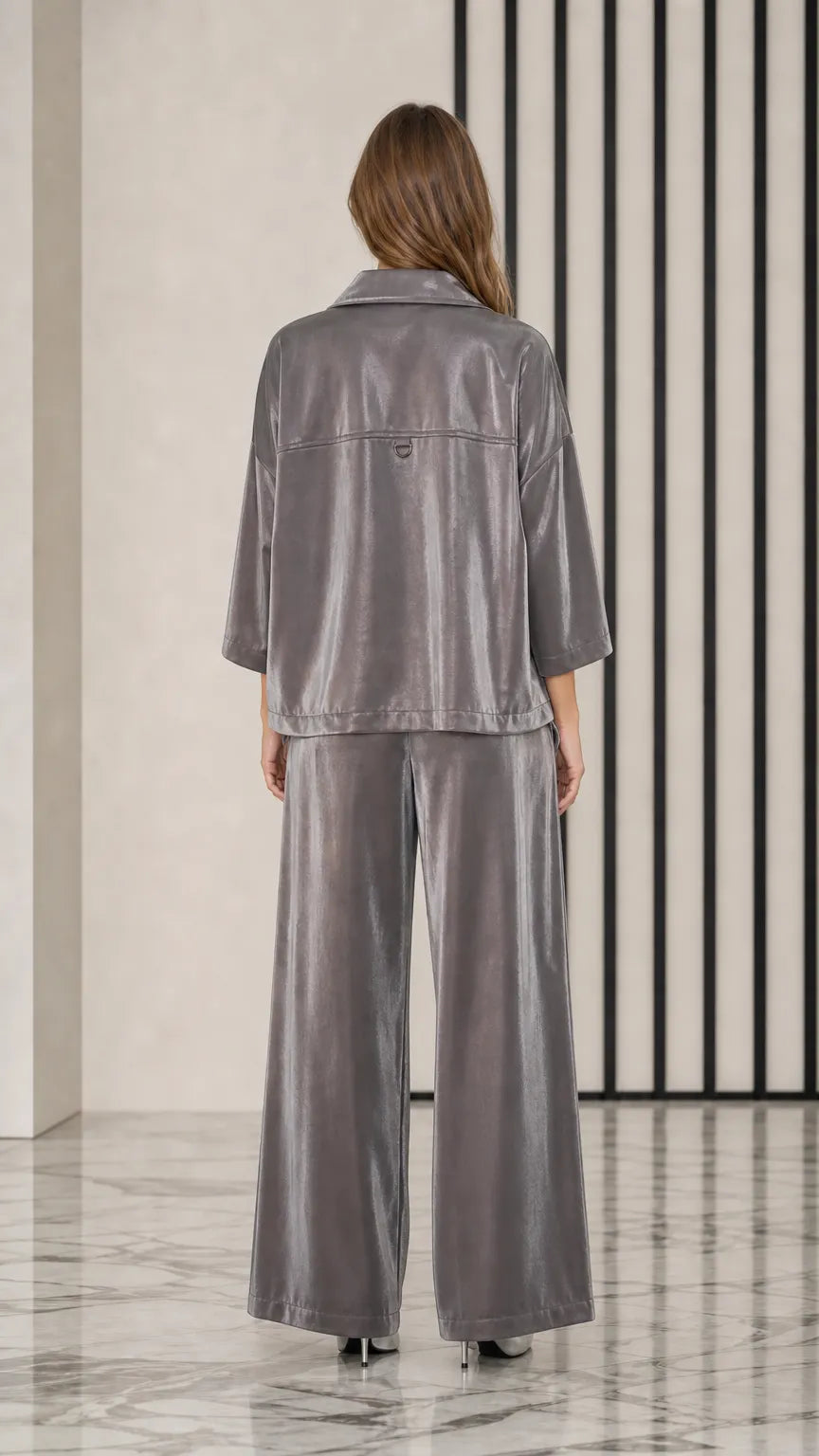GROTTERIA - Completo velluto giacca doppiopetto e pantaloni ampi