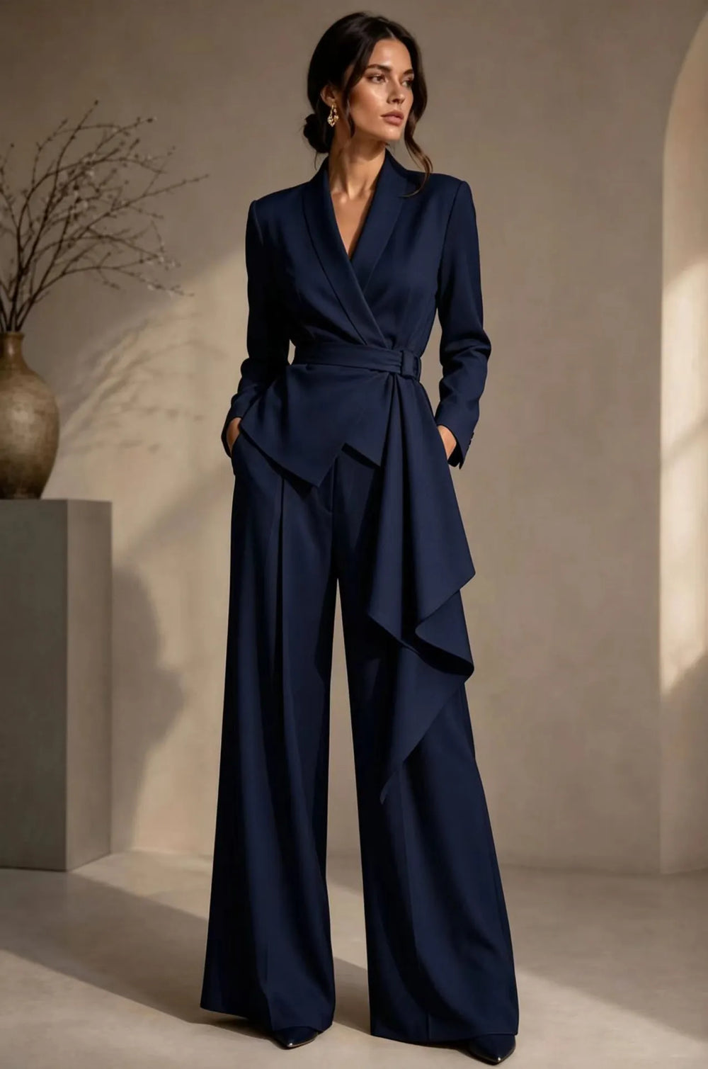 SARCEDO - Completo blazer con cintura e pantaloni ampi