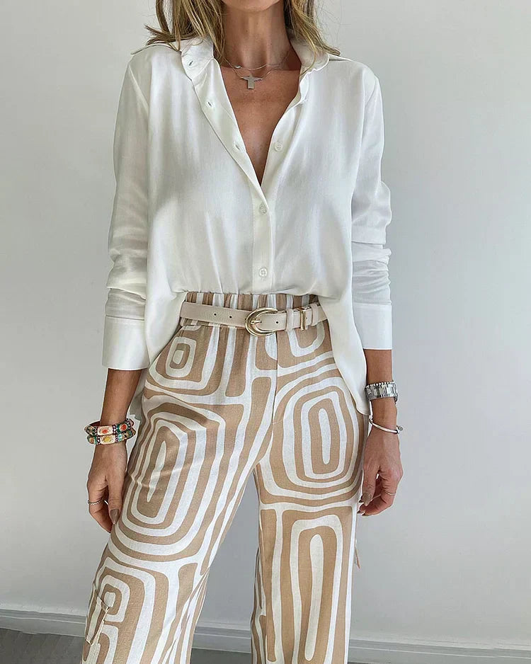 LOLA - Set due pezzi estivo elegante in tonalità cachi, grigio o arancione
