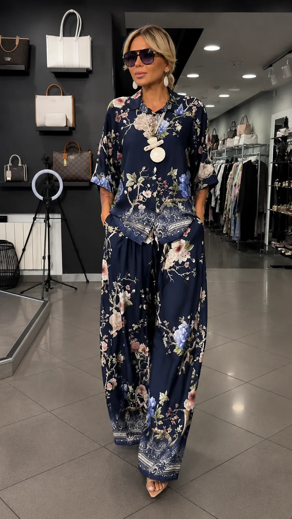 FLORA - ale con camicia e pantaloni ampi a gamba larga