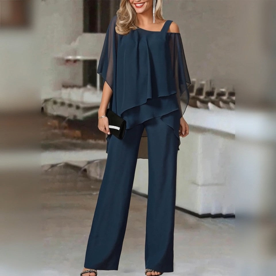 ADELINDA - Completo Donna Elegante in Blu, Bianco, Nero e Rosso — SHOT 1
