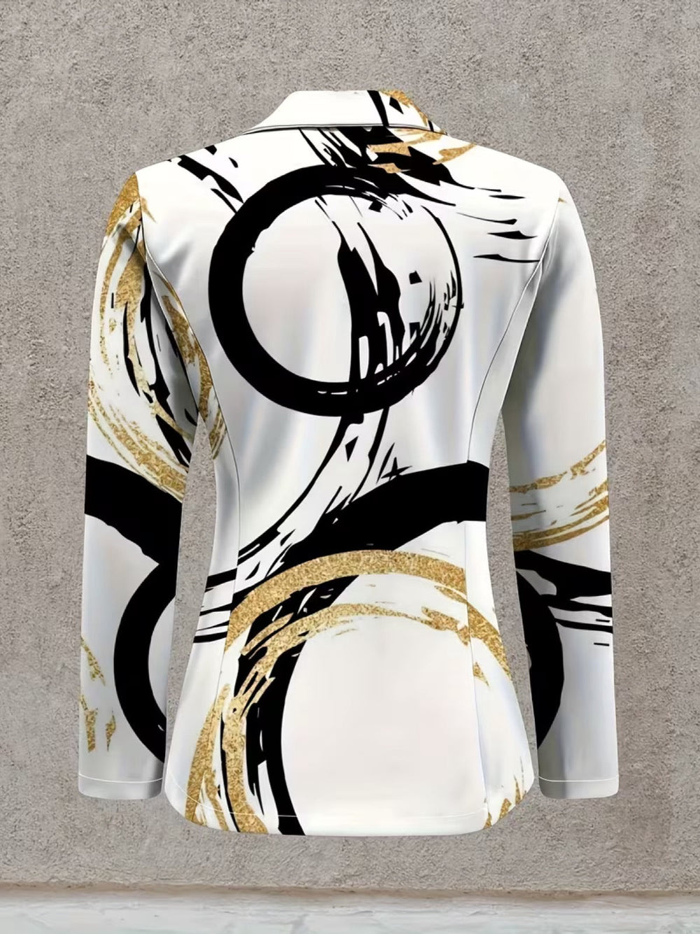 TORVISCOSA - Blazer nero e oro con stampa a pennellate