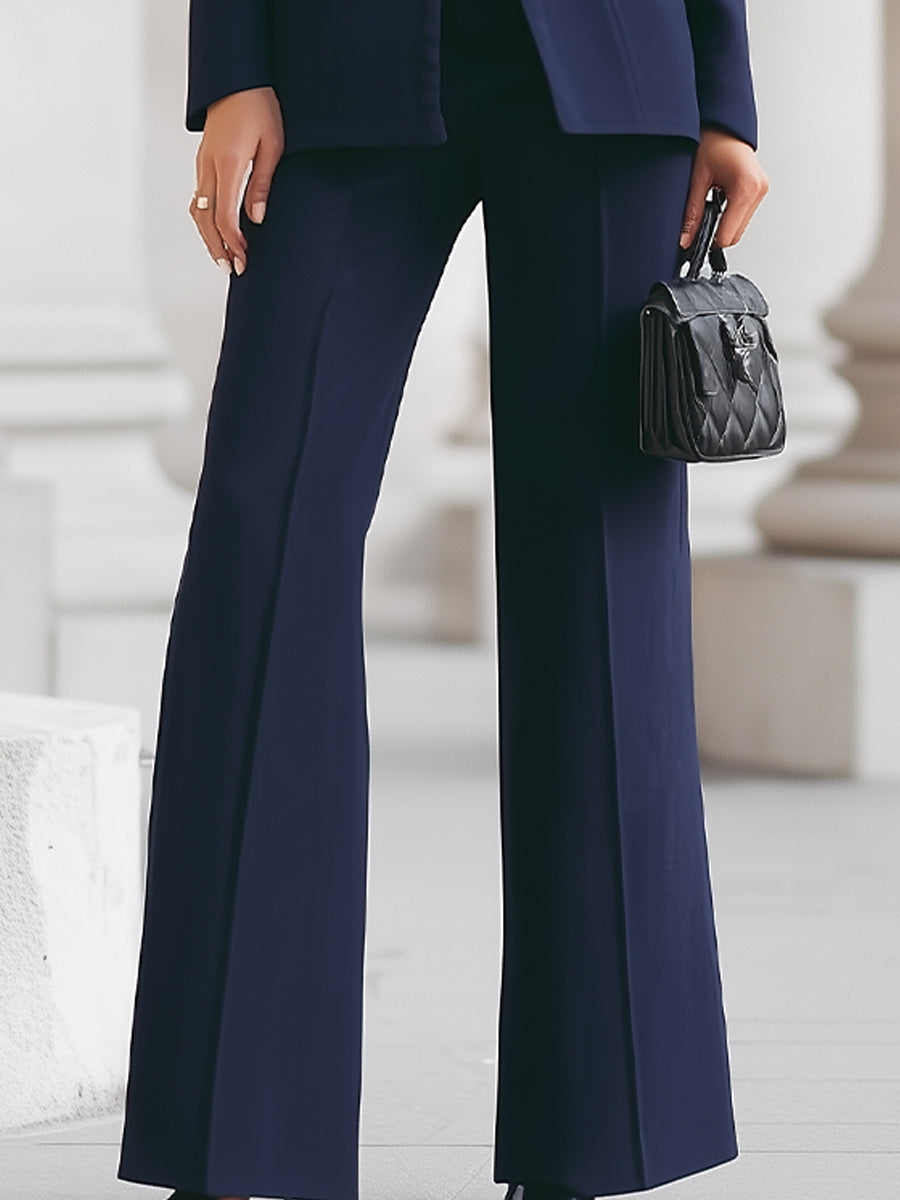 PIGLIO - Set due pezzi blu navy con blazer e pantaloni palazzo