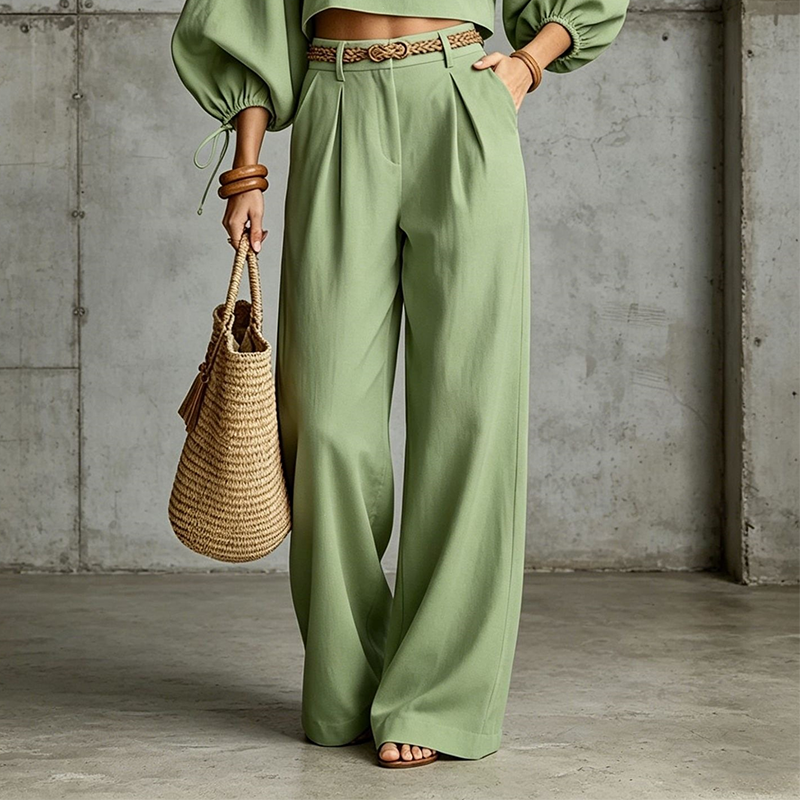 RUEGLIO - Set due pezzi con top corto e pantaloni ampi