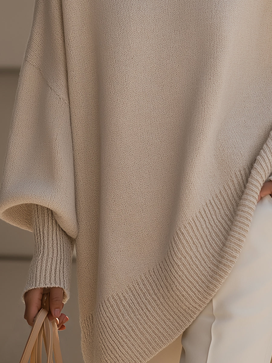 BORDANO - Poncho oversize in tonalità blu navy, sabbia, grigio, nero o beige