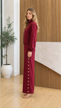 FABRIZIA - Completo 2 Pezzi Bordeaux con Colletto Alto