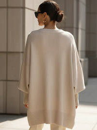 BORDANO - Poncho oversize in tonalità blu navy, sabbia, grigio, nero o beige
