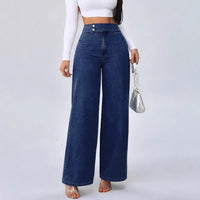 MONFUMO - Jeans wide-leg a vita alta in denim blu