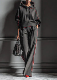 NURALLAO - Completo in cotone grigio scuro con righe e cappuccio