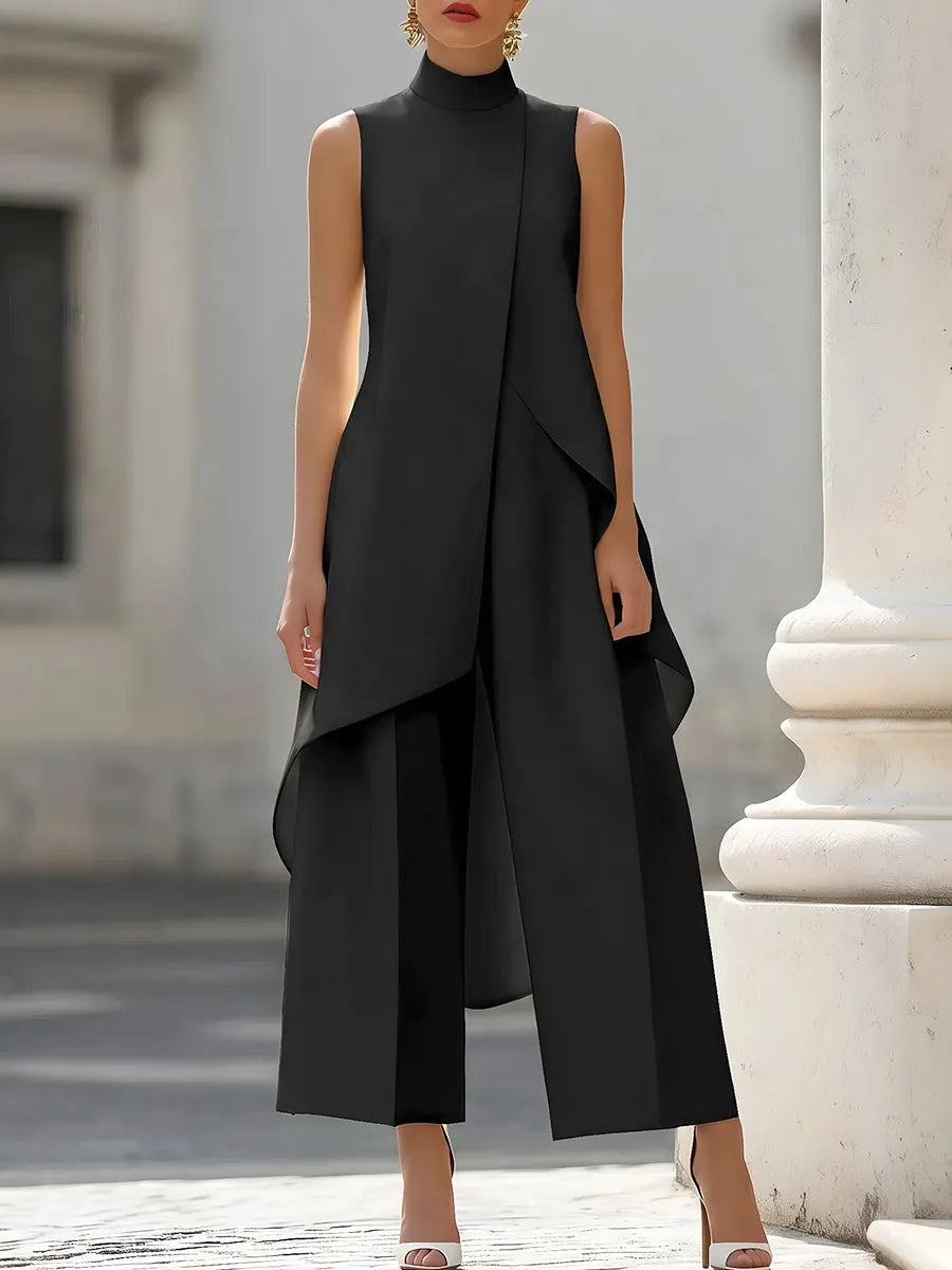 INCUDINE - Set due pezzi top asimmetrico e pantaloni palazzo multicolore