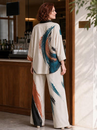 CREMENAGA - Camicia beige con collo a revers e maniche a tre quarti