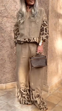 COLICO - Set due pezzi casual in cotone e lino leopardato