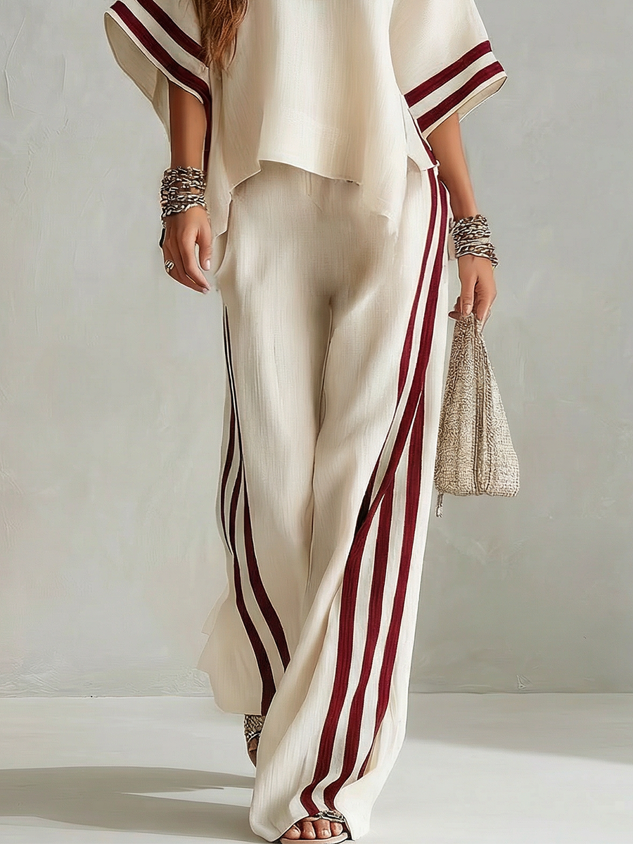 TERZORIO - Completo pantaloni relaxed color bianco panna