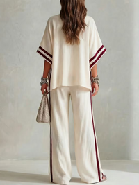 TERZORIO - Completo pantaloni relaxed color bianco panna