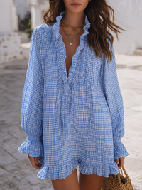 RONAGO - Abito midi oversize con maniche a palloncino e cappuccio multicolor