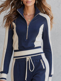 TREVISO - Set due pezzi in cotone blu e bianco stile sportivo