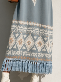 ILARIA - Abito Maxi Blu Jacquard