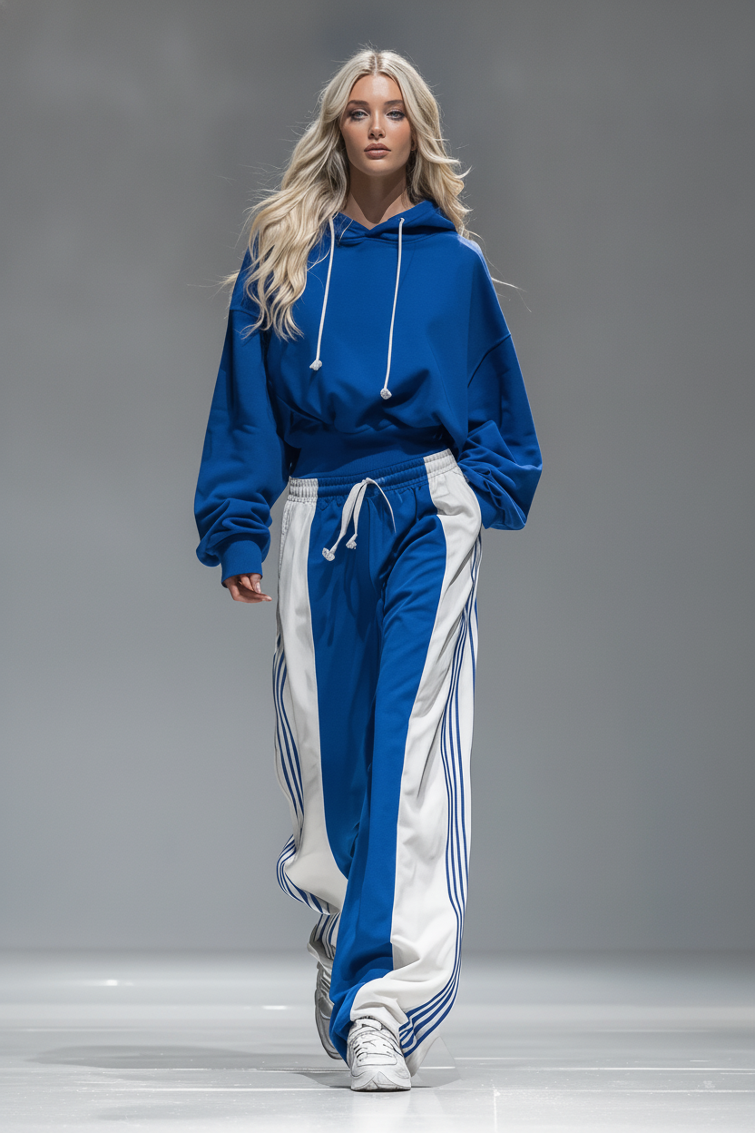 CARPENETO - Set due pezzi blu royal con felpa e pantaloni a righe