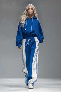 CARPENETO - Set due pezzi blu royal con felpa e pantaloni a righe